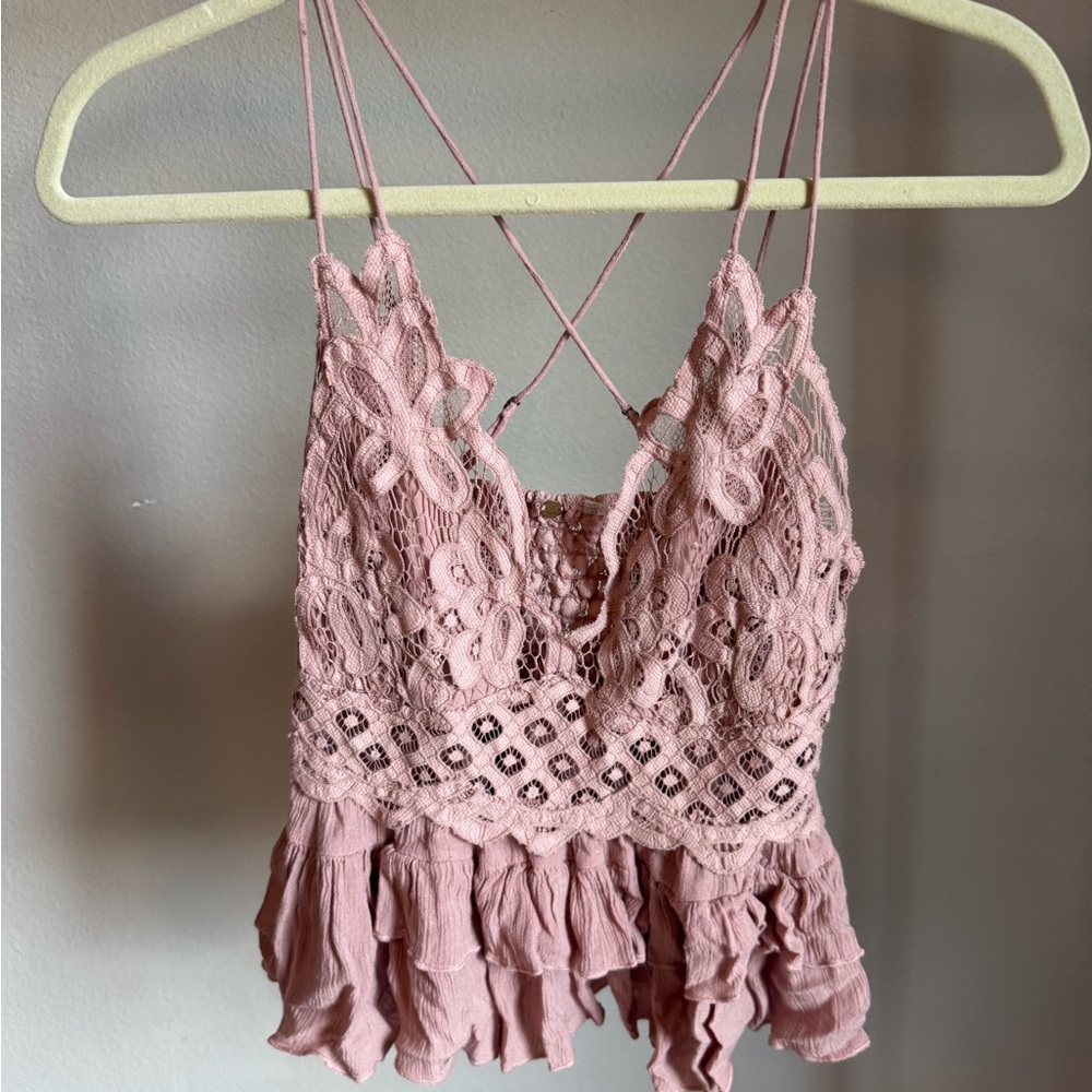 Free People Pink Lace Camisole Top